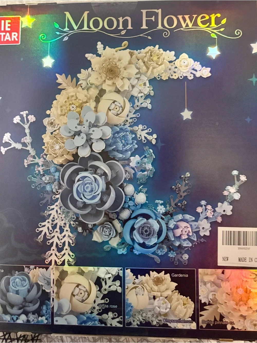 Moon Flower Decorative Wall Art - Blue & White by